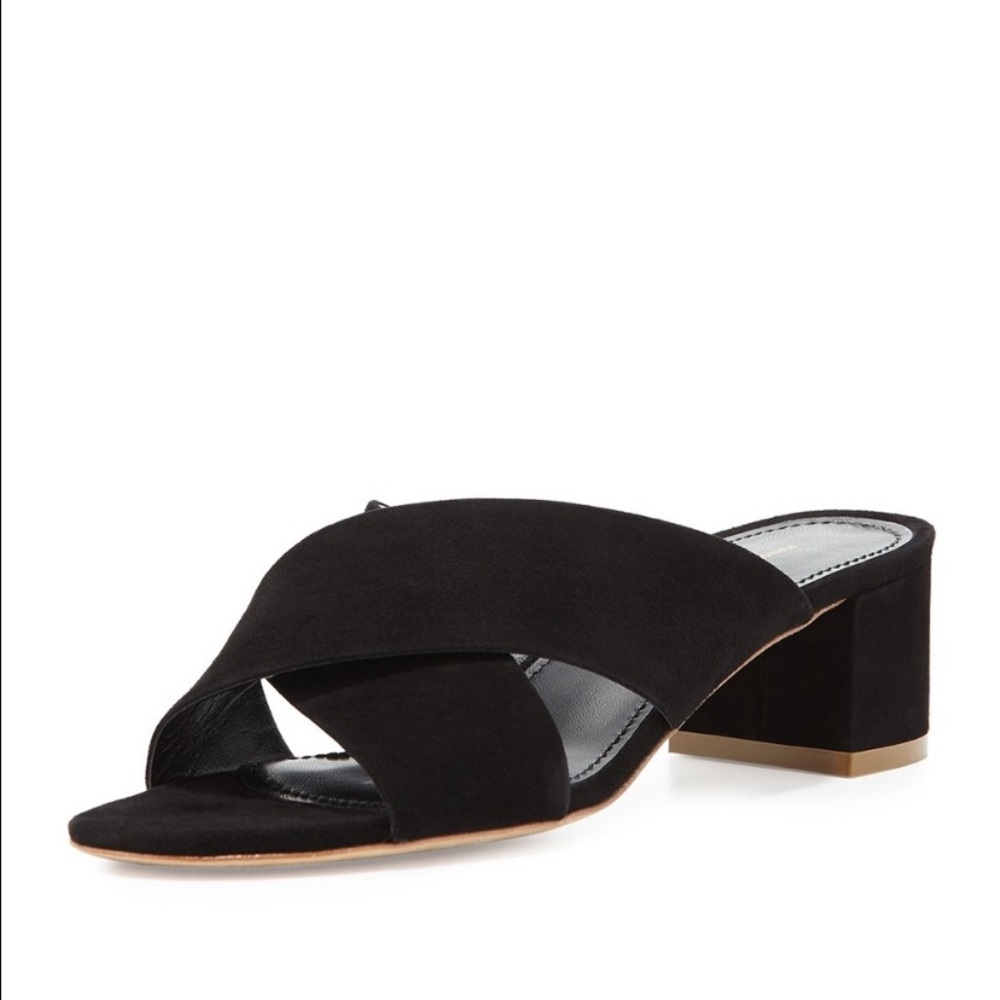 Mansur Gavriel Suede Leather Crossover Heeled Sandal